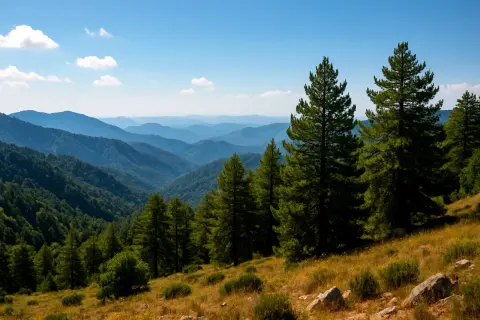 Jesienne trasy na Cyprze w górach Troodos zachwycają zielenią lasów i błękitem nieba. Idealne na wędrówki.