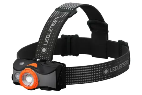 Czołówka Ledlenser z regulacją lumenów i czasu świecenia, idealna na nocne wyprawy.