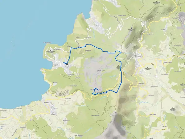 Mapa szlaków na Elbie: trasa z Bagnaia przez Monte Garbare do Rio nell'Elba to świetna opcja, jakie trasy na wyspie Elba są najlepsze dla rodzin z dziećmi.
