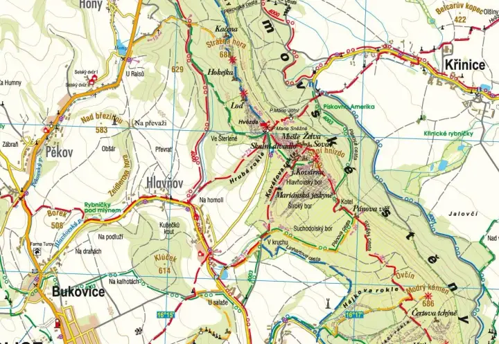 Mapa turystyczna Sudetów Środkowych z zaznaczonymi szlakami, idealna, by jak zaplanować trasę śladem dawnych kopalni.